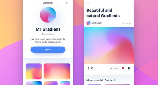 Social network gradient mobile template