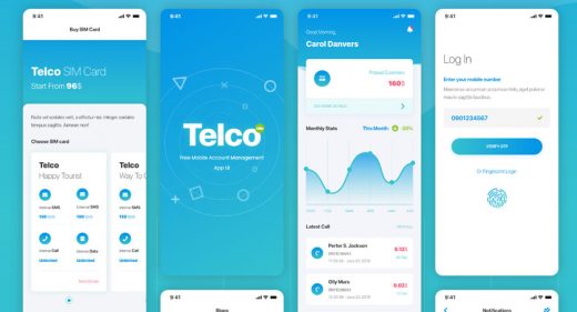 Telco free mobile XD ui kit