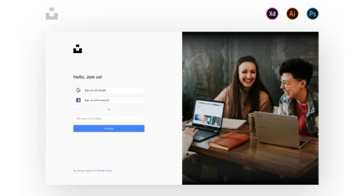 Unsplash XD Login page