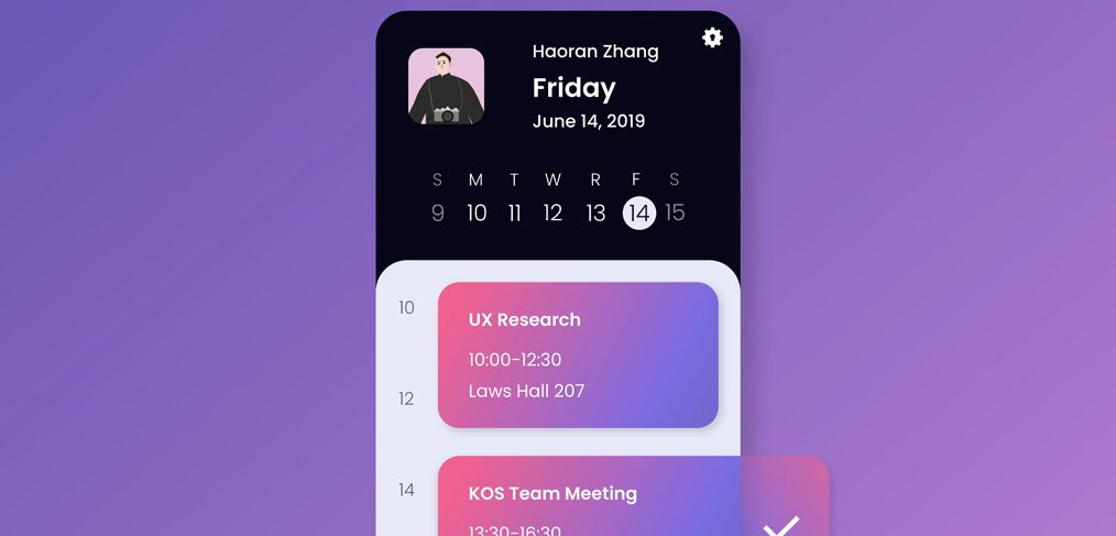 XD mobile calendar concept