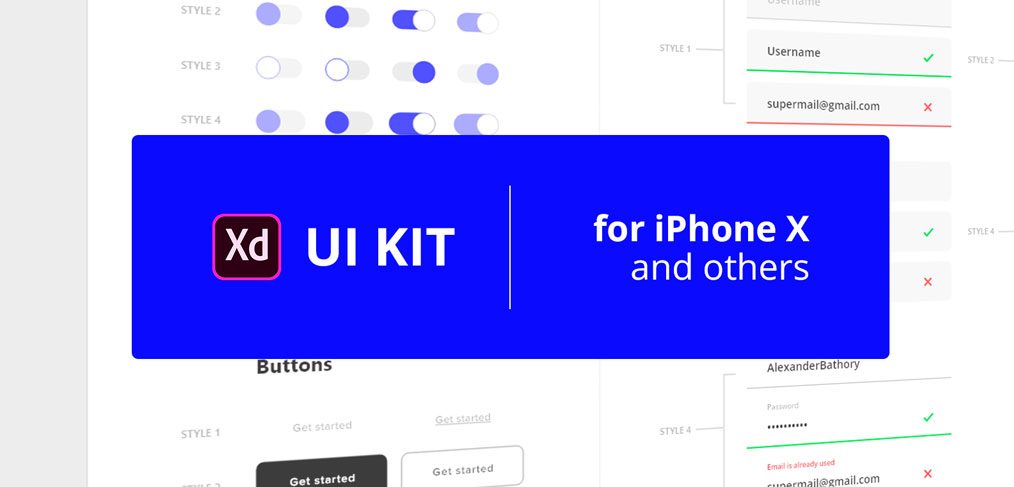 XD mobile UI elements kit